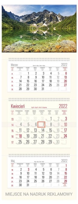 Kalendarz Trójdzielny z główką (T01) TATRY - krem 2023 TELEGRAPH