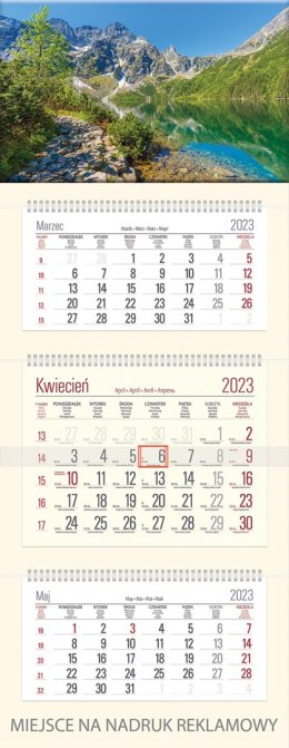 Kalendarz Trójdzielny z główką (T01) TATRY - krem 2023 TELEGRAPH