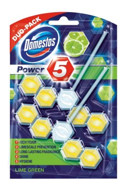 DOMESTOS Zawieszka do toalety POWER5 DUO LIME 7x2x55g *23540