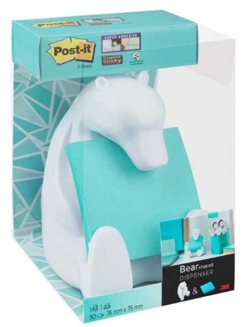 Podajnik do bloczków samoprzylepnych POST-IT_ Miś (Bear-330), biały, w zestawie 1 bloczek Super Sticky Z-Notes Podajnik do bloczków samoprzylepnych POST-IT_ Miś (Bear-330), biały, w zestawie 1 bloczek Super Sticky Z-Notes