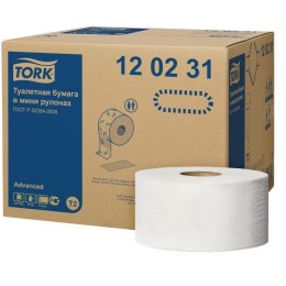 Papier toaletowy Tork ADVANCED mini jumbo, 2 warstwy, kolor biały, makulatura, 170m. (12) system T2 120231