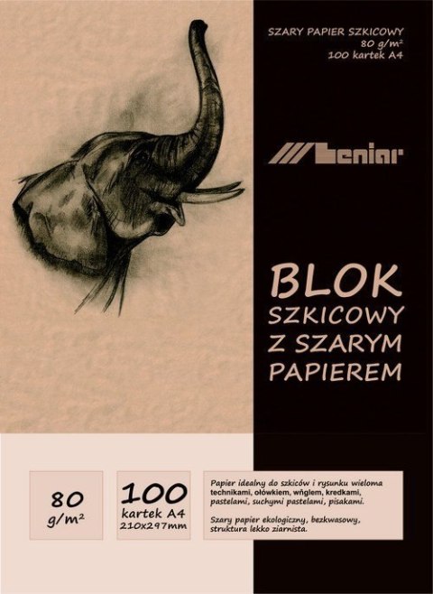 Blok szkicownik A4 100ark. 80g. papier szary 90853 LENIAR Blok szkicownik A4 100ark. 80g. papier szary 90853 LENIAR