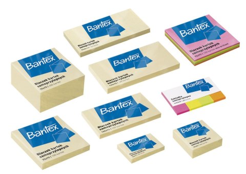 Bloczek samoprzylepne 75x75mm, 100 kartek, żółty BANTEX 400086384 Bloczek samoprzylepne 75x75mm, 100 kartek, żółty BANTEX 400086384