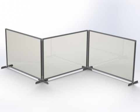 Osłona ochronna 60x65 pleksi bezbarwne, rama aluminiowa, metalowa podstawa srebrna Osłona ochronna 60x65 pleksi bezbarwne, rama aluminiowa, metalowa podstawa srebrna