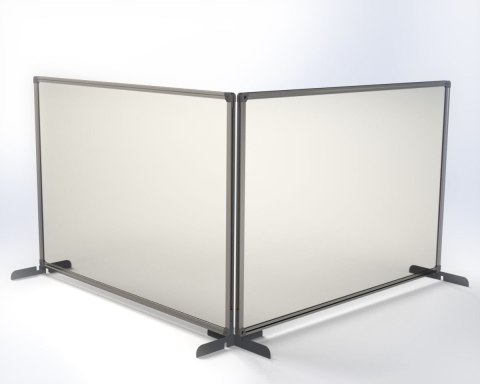 Osłona ochronna 60x65 pleksi bezbarwne, rama aluminiowa, metalowa podstawa srebrna Osłona ochronna 60x65 pleksi bezbarwne, rama aluminiowa, metalowa podstawa srebrna