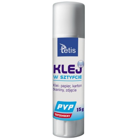 Klej w sztyfcie PVP 15g bezbarwny BG112-B super mocny TETIS Klej w sztyfcie PVP 15g bezbarwny BG112-B super mocny TETIS