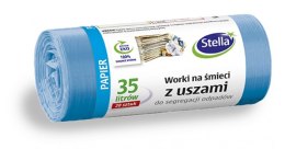 Worki do segegacji PAPIER niebieskie z uszami LDPE 35l (20szt.) STELLA 032211