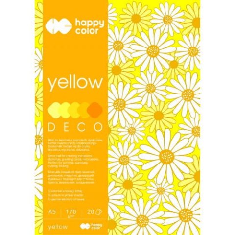 (WYCOFANE)Blok DECO YELLOW HAPPY COLOR A5 20ark.170g 5 kolorów HA 3717 1520-012