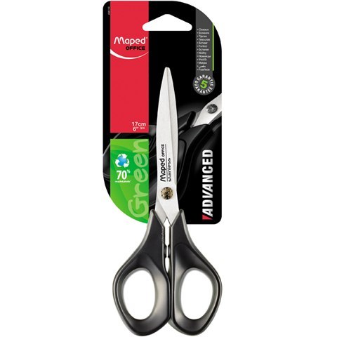 Nożyczki ADVANCED GREEN 17cm czarne symetryczne MAPED eko 496110 Nożyczki ADVANCED GREEN 17cm czarne symetryczne MAPED eko 496110