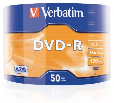 Płyta DVD-R VERBATIM (50) 4,7GB 16x Spindle Matt Silver Wrap 43788