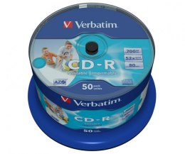 Płyta CD-R VERBATIM CAKE 52x (50) nadruk AZO Printable 700MB 43438