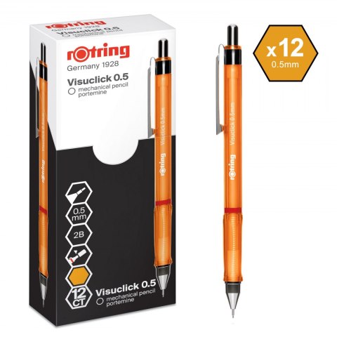 Ołówek automatyczny 2B, 0,5mm pomarańczowy VISUCLICK ROTRING, 2089093 Ołówek automatyczny 2B, 0,5mm pomarańczowy VISUCLICK ROTRING, 2089093