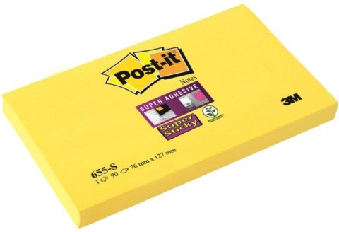 Bloczek samoprzylepny POST-IT_ Super Sticky (655-S), 127x76mm, 1x90 kart., żółty Bloczek samoprzylepny POST-IT_ Super Sticky (655-S), 127x76mm, 1x90 kart., żółty