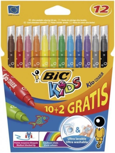 Flamastry BIC Kids Kid Couleur 10+2szt, 9202942 Flamastry BIC Kids Kid Couleur 10+2szt, 9202942