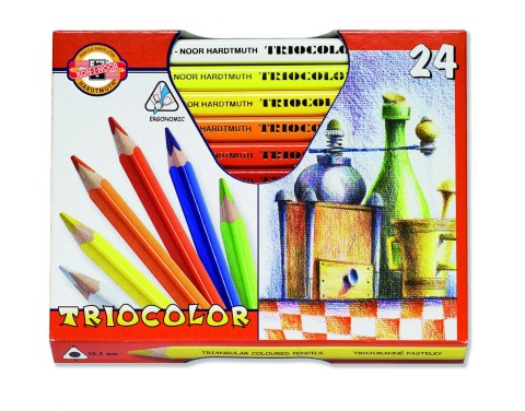 Kredki TRIOCOLOR 3154 24kol. TRÓJKĄTNE GRUBE KOH I NOOR (X)