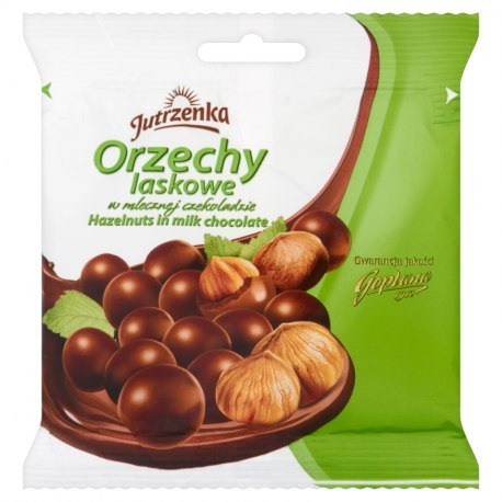 Orzechy laskowe JUTRZENKA w mlecznej czekoladzie 80g