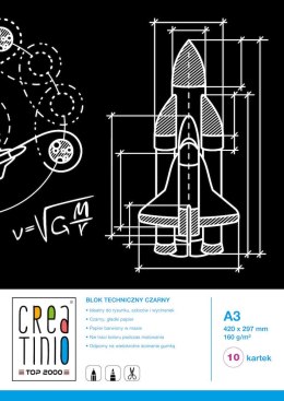 Blok techniczny A3 10k 160g CREATINIO, czarny 400079854