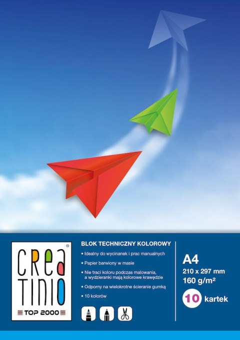 Blok techniczny A4 10k 160g CREATINIO kolorowy 400079851 Blok techniczny A4 10k 160g CREATINIO kolorowy 400079851