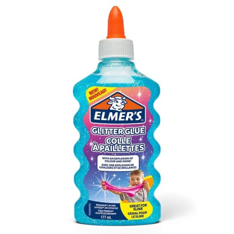 Elmers klej brokatowy, niebieski, zmywalny i przyjazny dzieciom, 177ml, 2077252