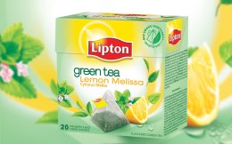 Herbata LIPTON PIRAMID GREEN LEMON MELISA (20 saszetek)