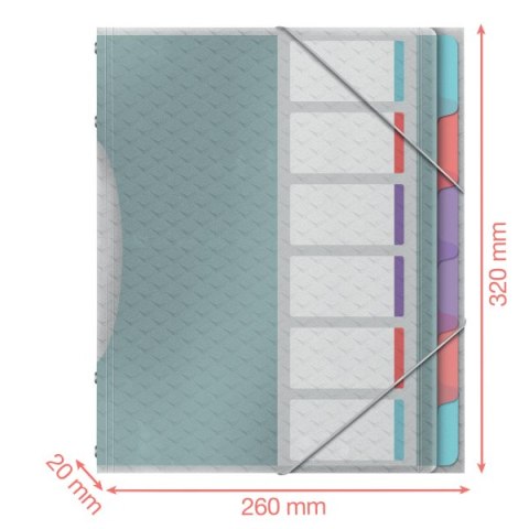 Teczka segregująca Esselte ColourBreeze, z 6przekładkami 626255 Teczka segregująca Esselte ColourBreeze, z 6przekładkami 626255