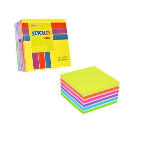 Bloczek STICKN 76x76mm 400k mix neonowy 6 kolorów 21539 Bloczek STICKN 76x76mm 400k mix neonowy 6 kolorów 21539