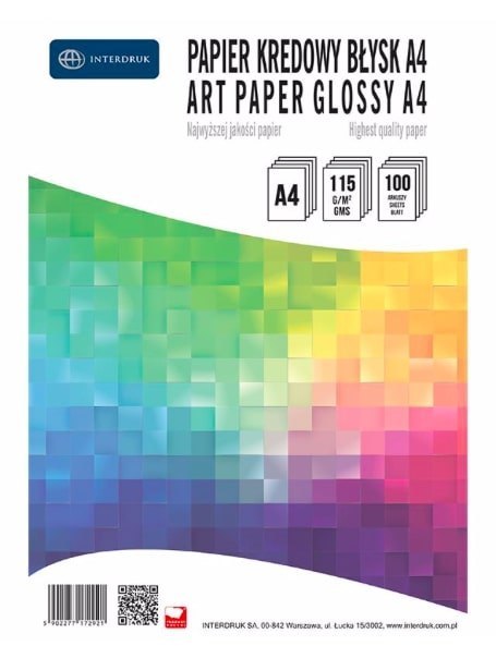 Papier kredowy A4 100ark błysk 115g INTERDRUK