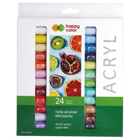 Farba akrylowa zestaw 24 kolorów x 12 ml, Happy Color HA 7370 0012-K24 Farba akrylowa zestaw 24 kolorów x 12 ml, Happy Color HA 7370 0012-K24