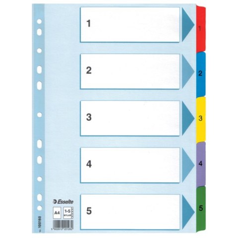 Przekładki kartonowe MYLAR A4 1-5 100160 białe ESSELTE Przekładki kartonowe MYLAR A4 1-5 100160 białe ESSELTE