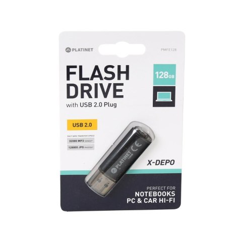 Pendrive USB 2.0 X-Depo 128GB czarny PLATINET PMFE128 Pendrive USB 2.0 X-Depo 128GB czarny PLATINET PMFE128