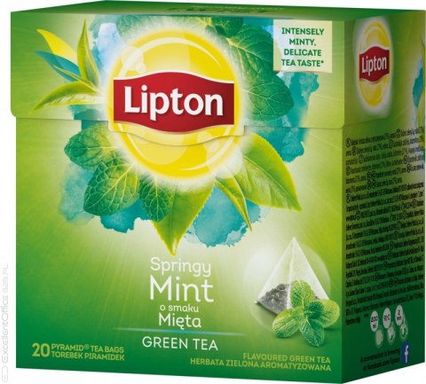 Herbata LIPTON PIRAMID GREEN TEA MIĘTA 20t zielona INTENSE MINT Herbata LIPTON PIRAMID GREEN TEA MIĘTA 20t zielona INTENSE MINT
