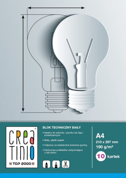 Blok techniczny A4 10k 170g CREATINIO biały 400079849 Blok techniczny A4 10k 170g CREATINIO biały 400079849