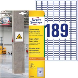 Et.do trudnych powierzchni L7871-20 25,4x10 20ar papierowe, białe, Avery Zweckform